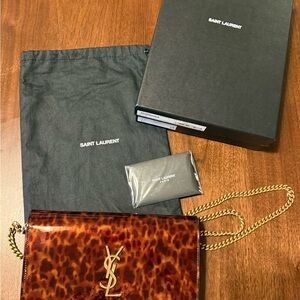Limited Edition Saint Laurent - Wallet on a chain - Tortoiseshell Patent Leather